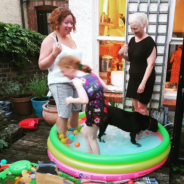 Pool party? It is when #larrybstanding decides to join the action! He had a lovely time! We could barely get him back out again when it was time to go home.