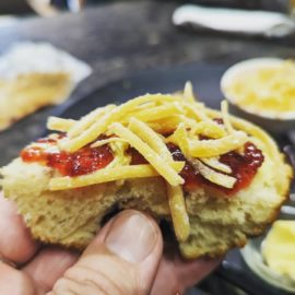 The burning question that divides a nation – do you put jam, THEN grated cheese on your blueberry muffin? Or cheese then jam? #southafricancreamtea #culture #jambasedconundrumsofinstagram #orisitconundra