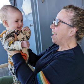 @freedoughballs and Minnie B Standing enjoying the ferry ride back from MONA. These 2 ladies bring me such joy. #happyhappyjoyjoy